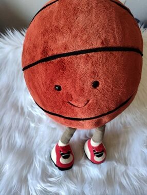 JellyCat Plush Basketball Toy with Smiling Face - Orange
